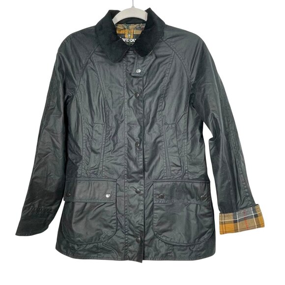 NWT Barbour Beadnell Waxed Cotton Black Barn Jacket Women's Size 6 US Old Money - Picture 1 of 16